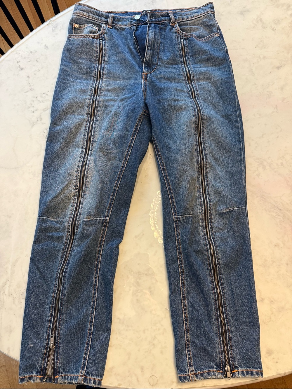 BDG women’s Dark Blue Straight Jeans with Front Zipper Panels